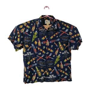 Big Dogs Button Up Short Sleeve Shirt Men's Large Barbecue Theme All Over Print
